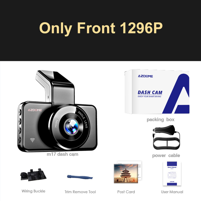 Azdomm17 Car DVR Dashcam Video Recorder 1296P HD Night Vision ADAS Dash Cam Car Wifi DVR Dual Lens 24H Parking Monitor Cam