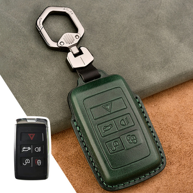 Luxury Genuine Leather Car Key Case For Jaguar Land Rover Evoque Sport Accessories Keychains Bag Holder Keyring Fob Shell