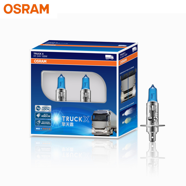 OSRAM H7 H4 H3 H1 24V Truck X Headlights High Power 100W/130W 4000K Brightening and Whitening Halogen Bulb (2pcs)