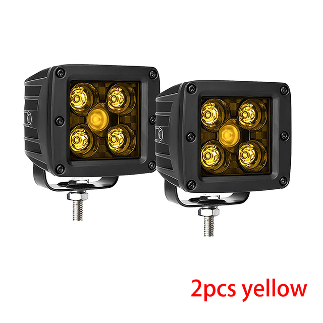 Luyoo 3 بوصة LED مكعبات ضوء 12 فولت 24 فولت العنبر 3000K Led قضيب مصابيح عملي لشاحنة سيارة Atv 4x4 UTV قارب بقعة القيادة الطرق الوعرة الضباب الخفيف