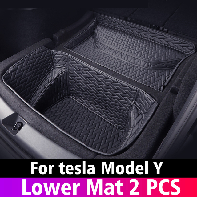 Car Trunk Organizer Booster For Tesla Model Y Model 3 2021-2022 Leather Mat Refit Interior Trim Accessories