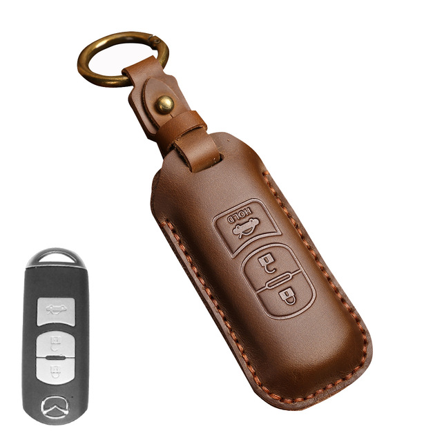 New Luxury Leather Car Key Case Cover Fob Protector Keychain Holder For Mazda 3 Axela Mazda6 Car Accessories Remote Keyring Bag