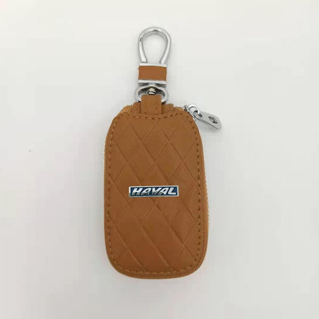 High Quality Leather Car Key Key Holder Bag Key Cover Key Protector With Blue Logo For Haval Car Accessories Black/Brown/Coffee