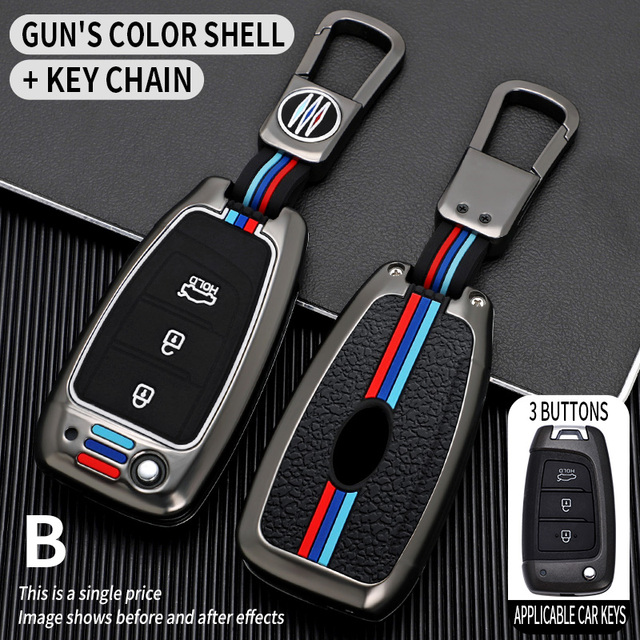 Car Key Case For Hyundai Elantra Solaris Tucson i30 i35 i40 KONA Genesis Santa Fe Azera Zinc Alloy Car Key Case Cover