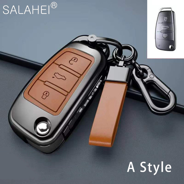 New Fashion Zinc Alloy and Leather Car Key Case Cover for Audi A3 A4 A5 C5 C6 8L 8P B6 B7 B8 C6 RS3 RS6 Q3 Q7 TT 8L 8V S6 S4 S3