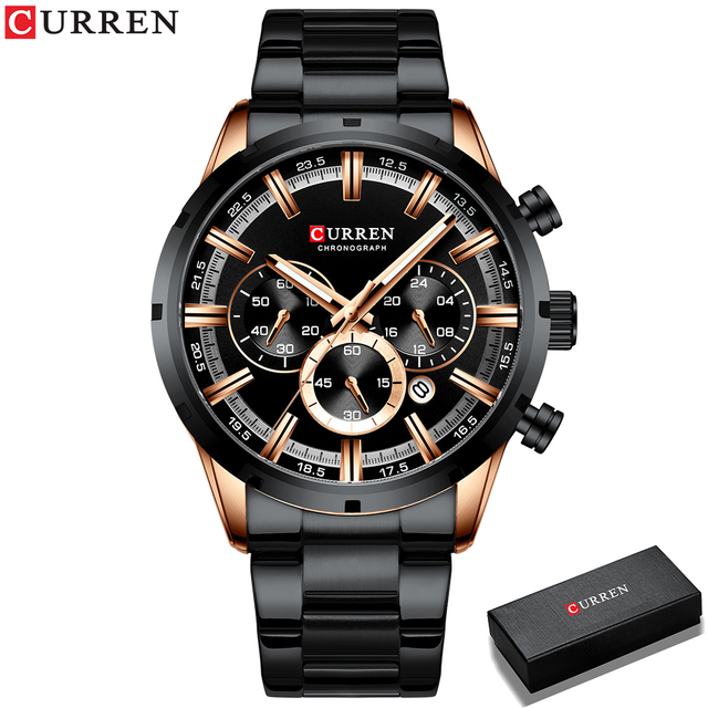 Curren Men's Watch Blue Dial Stainless Steel Band Date Business Men's Watches Waterproof Luxuries Men Wrist Watches for Men