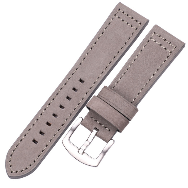 HENGRC Genuine Leather Watches Bracelet Black Blue Gray Brown Cowhide Watch Strap for Women Men 18 20mm 22mm 24mm Wrist Band