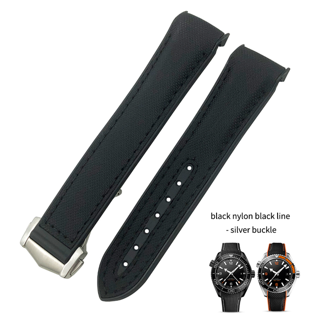 19mm 20mm 21mm 22mm Rubber Leather Watchband Fit For Omega Planet Ocean Seamaster Diver 300 Silicone Nylon Sports Watch Strap