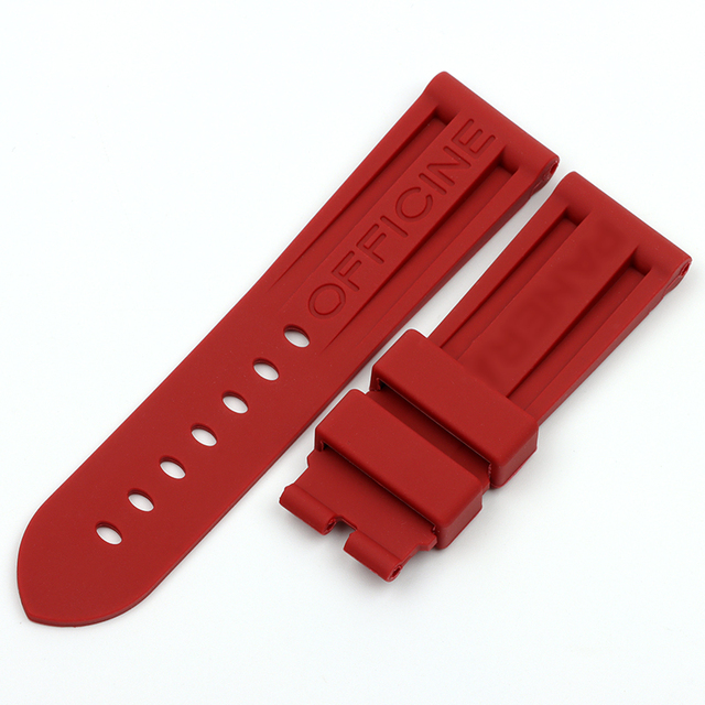 22mm 24mm 26mm Army Green Black Orange Blue Red White Rubber Silicone Whatchband Watch Band for Panerai Strap Belt Buckle