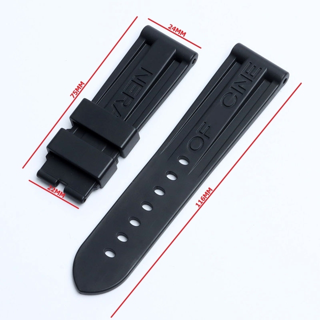 24mm Black Blue Red Orange Gray Purple Watch Band Silicone Rubber Watchband Fit For Panerai Strap Tools Pin Buckle Tools