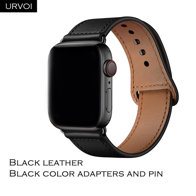 URVOI Band for Apple Watch Series 7 6 5 4 3 SE Sport Band Genuine Swift Leather Strap for iWatch Wrist Pin and Tuck Closure Handmade