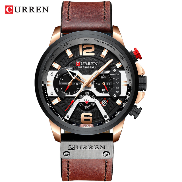 CURREN Casual Sport Watch Blue Watch Men Luxury Military Leather Wrist Watch Man Watch Fashion Chronograph Relogio Masculino