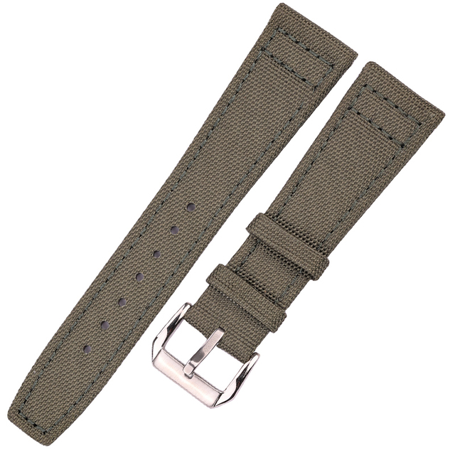 Nylon Canvas + Genuine Leather Watchband 20mm 21mm 22mm Black Green Blue Women Men Watch Band Strap With Pin Buckle