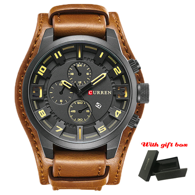 CURREN Top Brand Luxury Men's Watches Men's Watches Date Sports Military Watch Leather Strap Quartz Business Men Watch Gift 8225