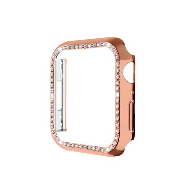 Bling Cover Case For Apple Watch Series 7 45mm 41mm Cover Sparkling Crystal Diamond Plated Bezel Case For Women/Girls Rose Gold