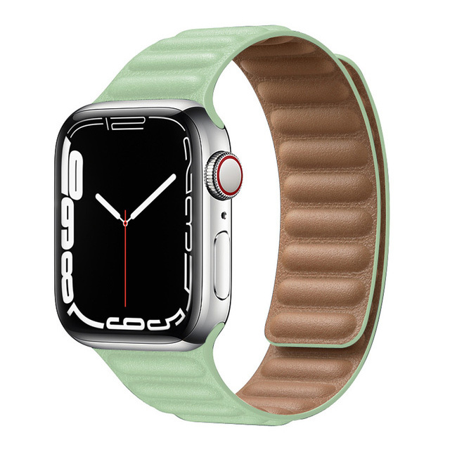 حزام ل سوار ساعة يد آبل رابط جلدية حلقة 44 مللي متر 40 مللي متر iWatch سلسلة 7 6 SE 5 4 3 2 1 watchbands سوار 42 مللي متر 38 مللي متر الأساور