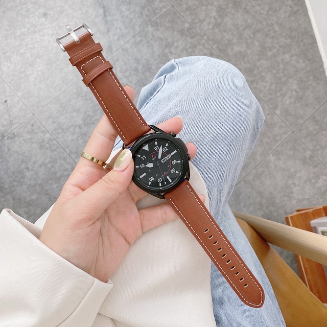 Official Leather Strap for Samsung Galaxy Watch 4 46mm 42mm Rose Gold Buckle Leather Strap for Samsung Galaxy Watch 4 44mm 40mm