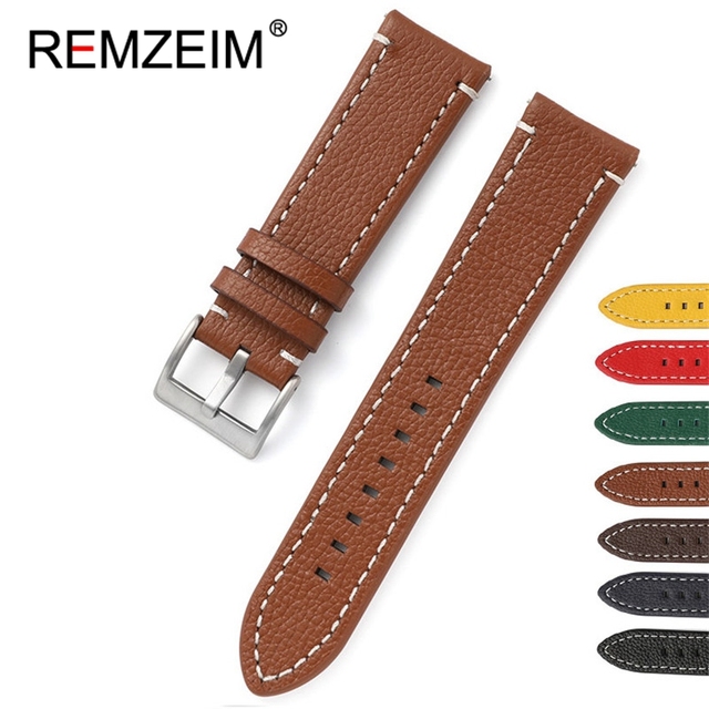 Double-sided Leather 18mm 20mm 22mm 24mm Watchband Quick Release Watch Band Strap Men Women Yellow Red Black Watch Accessories