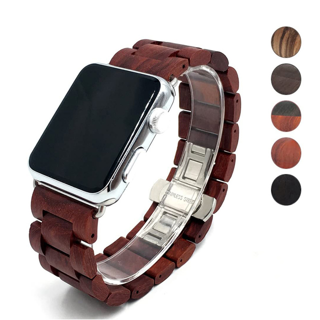 Wooden Watch Strap For Apple Watch Series 6 5 SE 4 3 Band 44mm 38mm 42mm Bracelet Iwatch 5 40mm Strap Wristband Band Accessories