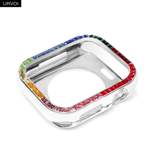 URVOI Full Glitter Rhinestone Case for Apple Watch series 6 5 4 SE Sturdy Metal Frame with Crystal Cover for iWatch Protection