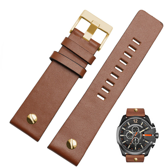 Genuine Leather Watchband Bracelet 22 24 26 28 30mm Watch Strap with Rivet for Diesel DZ7406 DZT2009 DZ7413 DZ7257 Watch Band