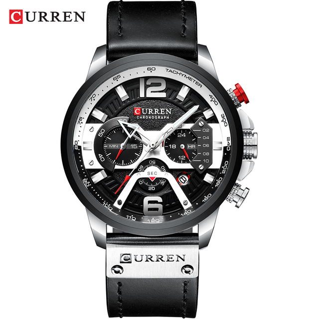 CURREN Men's Fashion Sport Watches Luxury Brand Military Style Leather Wrist Watch Chronograph Fashion