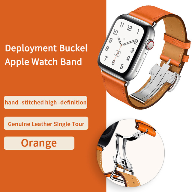 High Quality Genuine Leather Single Turn Buckle Strap for iwatch Apple Watch7 6 Se 5 4 3 2 1