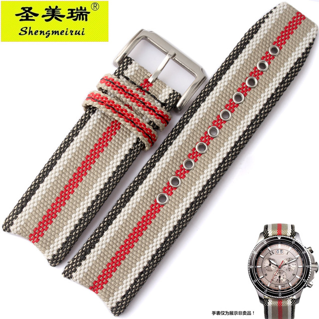 For BU7600 BU7680 Nylon Fabric Watch Band Quartz Men's Watch Band Accessories With Butterfly Buckle Burber-ry Arc Bracelet