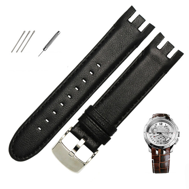 High Quality Genuine Leather Watch Strap For Swatch YRS403 412 402G Watch Band 21mm Watchband Men Curved End Watches Bracelet