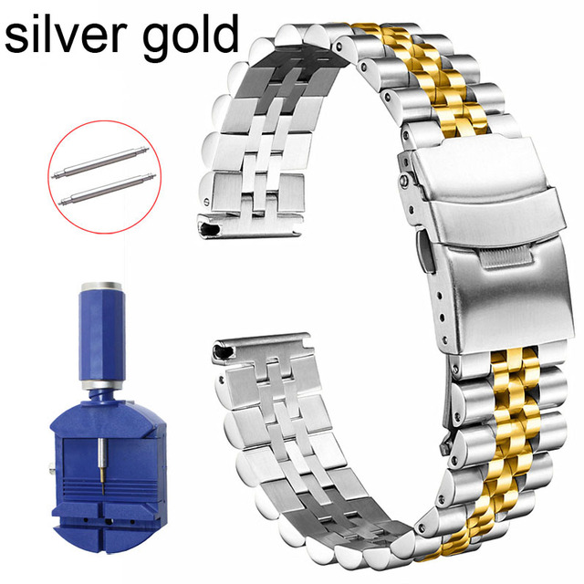 Stainless Steel Watch Band 18mm 19 20mm 21 22mm 23 24mm 26mm 28 30mm Watch Strap Silk Shiny Watchband Replacement Bracelet