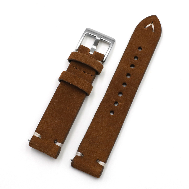 Suede Leather Watch Band18mm 20mm 22mm 24mm Quick Release Strap Replacement Watchband Vintage for Men Women Brown