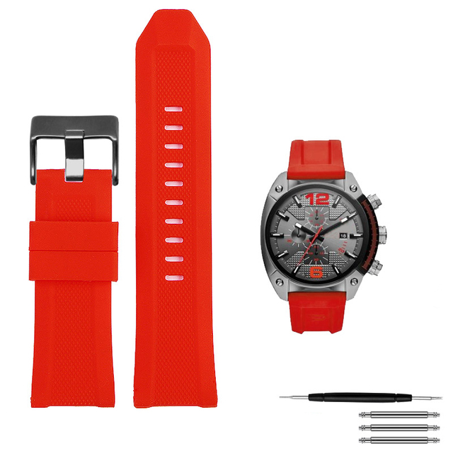 High quality silicone rubber watch band suitable for diesel dz4318/4323/4283/7315/4427 men waterproof soft big strap 24mm26mm