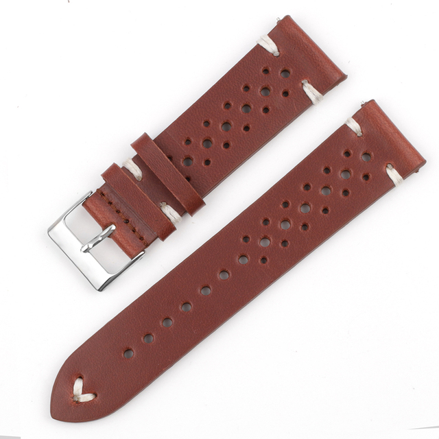 Onthelevel Leather Watch Strap 18mm 20mm 22mm 24mm Durable Coffee Brown Color Watch Band Quick Release Watch Straps Replacement