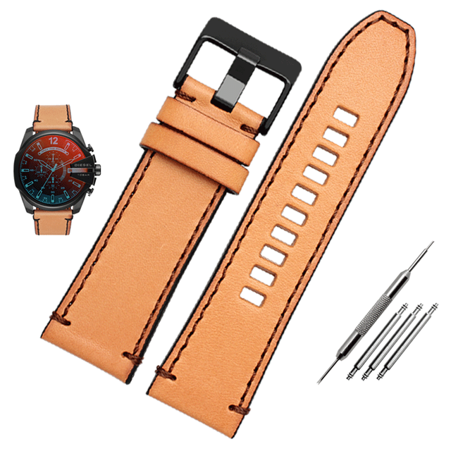 Genuine Leather Watchband for Diesel Watch Strap DZ4476/4482 DZ7408 7406 4318 Strap 22 24 26 28mm Big Size Men Wrist Watch Band