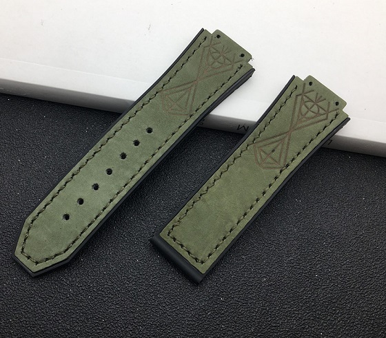 Convex Real Leather Silicone Rubber Watchband 25*17mm for Hublot Strap for Big Bang Strap Watch Band Authentic Bracelet Logo