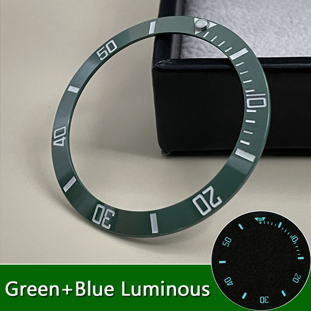 Sub green ceramic bezel insert super C3 green/blue luminous watch case outer ring 38mm*30.6mm suit for 40mm GMT NH35 series watch