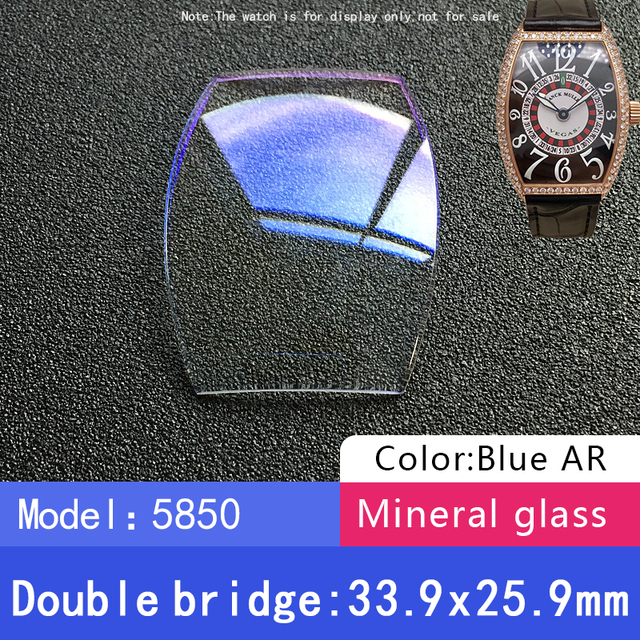 Double Bridge Square Crystal Watch for Franck Muller FM 6000H 5002 5850 Blue Mineral Glass AR Watch Partst