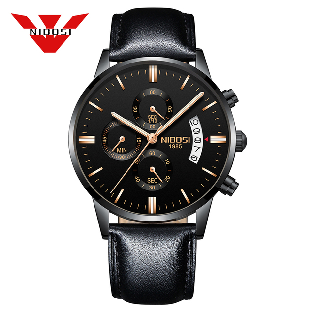 2309 NIBOSI Luxury Brand Mens Watches Business Dress Quartz Wristwatch Waterproof Chronograph Watch for Men Relogio Feminino