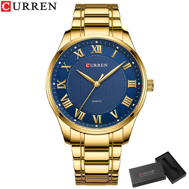 CURREN Men's Watch Stainless Steel Band Luminous Quartz Wrist Watches Male Creative Design Golden Clock Relogio Masculino