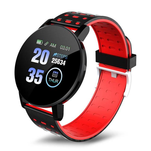 Smart Watch Blood Pressure Men Watch Round Message Reminder Fitness Tracker Smartwatch Women Bracelet for IOS Android 119 Plus