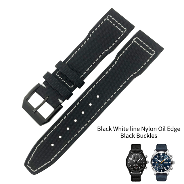 20mm 21mm 22mm Nylon Fabric Genuine Leather Watch Band Fit For IWC Watches Spitfire Pilot Mark 18 Top Gun Strap Pin Buckle