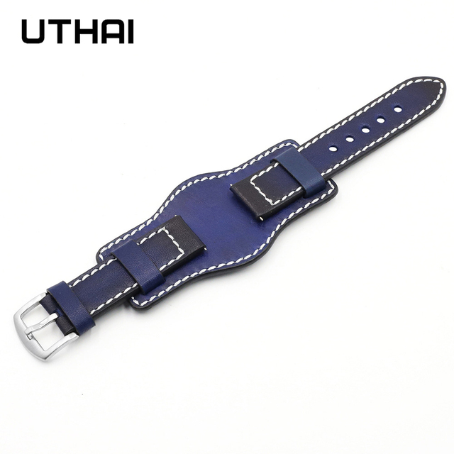 UThai G05 Cowhide Leather Hand Dyed Vintage Watch Rod 20mm22mm24mm Tray Watchband For Huawei Watch