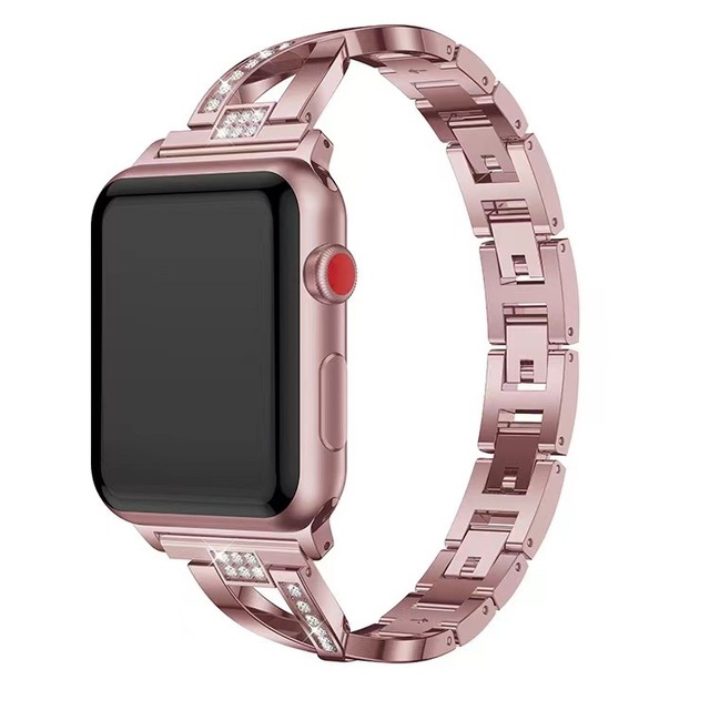 Diamond Bracelet for iWatch Series SE 7 6 5 4 Women Wristband for Apple Watch 38/40/41mm 42/44/45mm Band Metal X Shape Strap