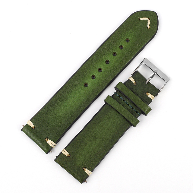 Handmade strap vintage leather man watch band 18mm 20mm 22mm 24mm hand stitching stainless steel buckle high quality