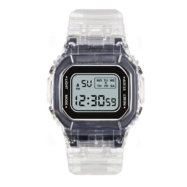 Adjustable Digital Wristwatches for Men Girls Child Trendy BeautyDaily Sports LED Square Waterproof Durable Transparent Watches