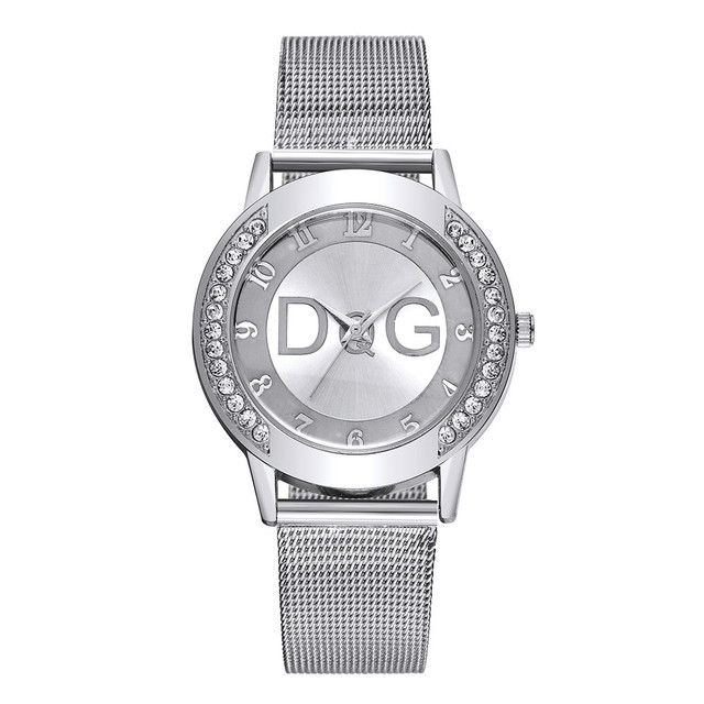 Luxury Famous Brand DQG Women Quartz Watches Stainless Steel Mesh Strap Ladies Wristwatches Diamond Ladies Watches