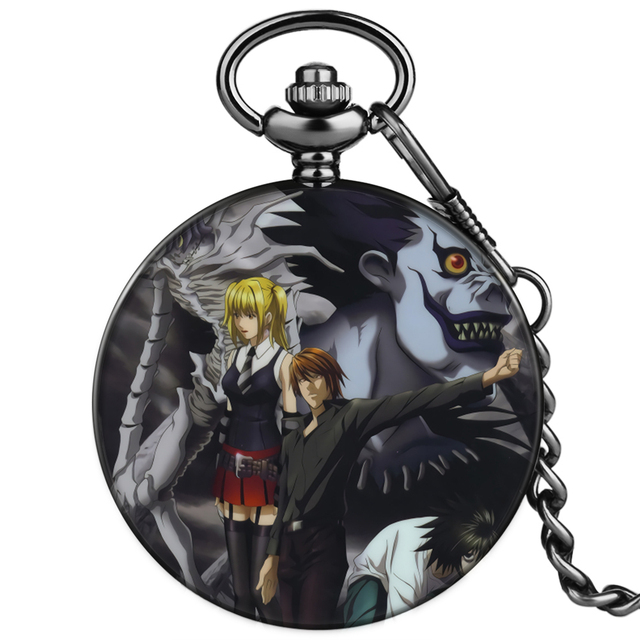 Classic Male Female Cartoon Character Pattern Creative Quartz Pocket Watch With Thick Chain Unisex Birthday Watches For Friend