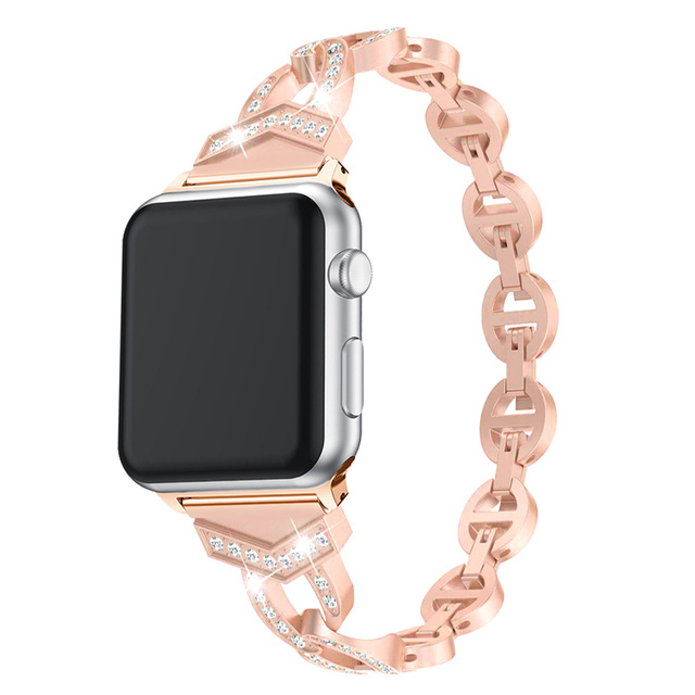 الفاخرة باند لآبل ووتش Series6 5 4 3 2 1 SE الماس الفولاذ المقاوم للصدأ حزام ل IWatch 38 40 مللي متر 42 مللي متر 44 مللي متر أشرطة ساعات يد سوار