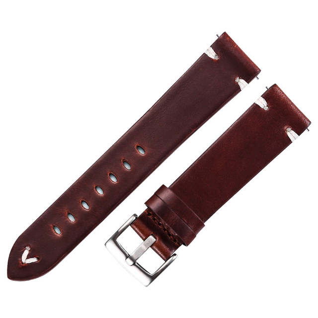 Oil Wax Leather Watch Band 18mm 20mm 22mm Cow Watchbands Retro Bracelet 19mm Handmade Stitching Wristband