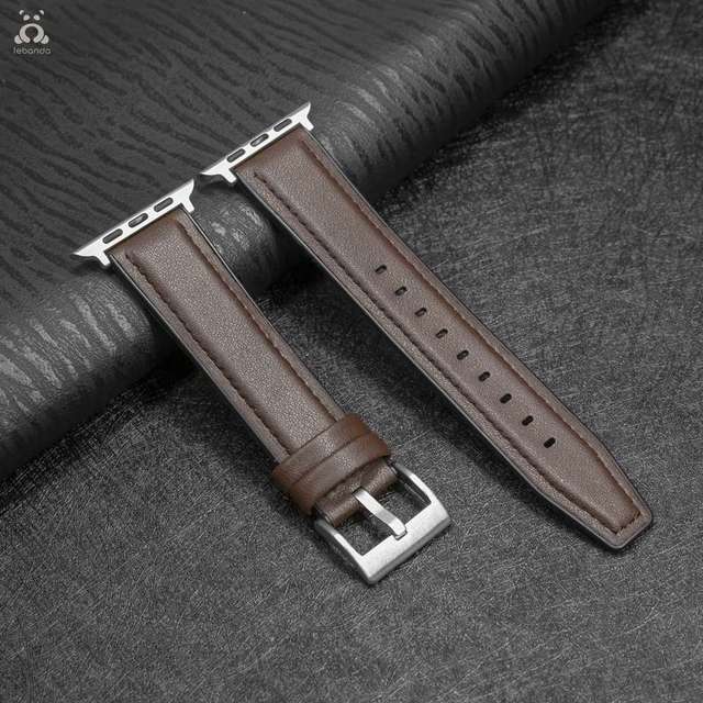 Lebanda Leather Strap for Apple Watch Series 7 6 SE 5 4 3 2 Suitable Leather Back Comfortable Feel Soft Touch for iWatch 41 45mm